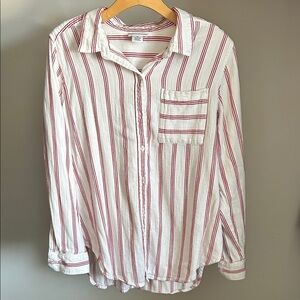Liz Claiborne Red and White Striped Shirt